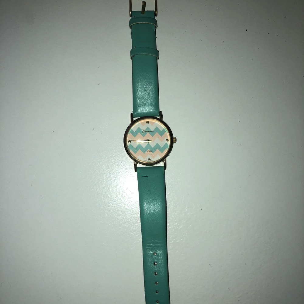 Hello Miss Apple Teal Aztec Print Watch